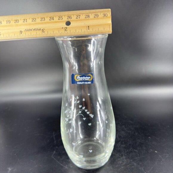 Pasabahce Clear Glass Vase Etched Flowers Floral Made in Turkey Tall Vessel Vase - Picture 4 of 15